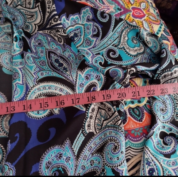 Apt. 9 ~ Satin Paisley Lace-Trim Wrap Robe in Blue & Purple (XS, NWOT) - Picture 4 of 11